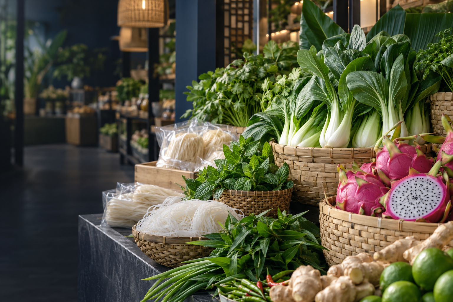 Produits frais et ingrédients asiatiques, illustration